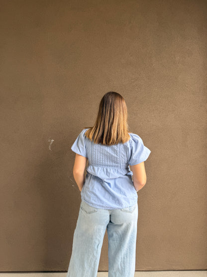 Sky Puff Sleeve Blouse (S)
