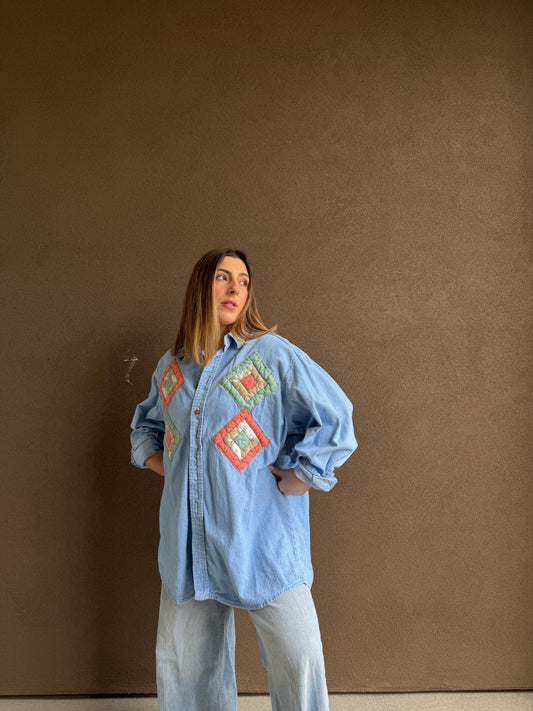 Quilted Denim Shirt (XL)