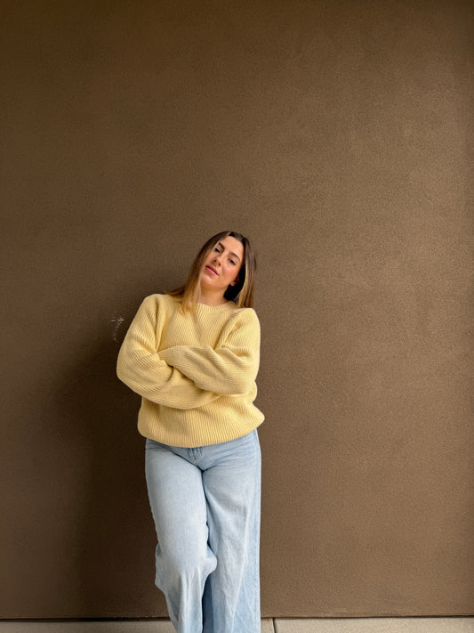 Yellow Knit Sweater (L)