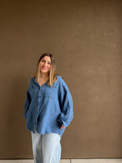 Blue Gauze Button Up (XL)