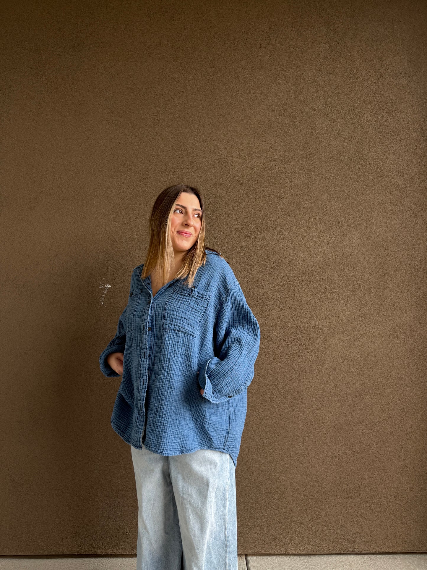 Blue Gauze Button Up (XL)