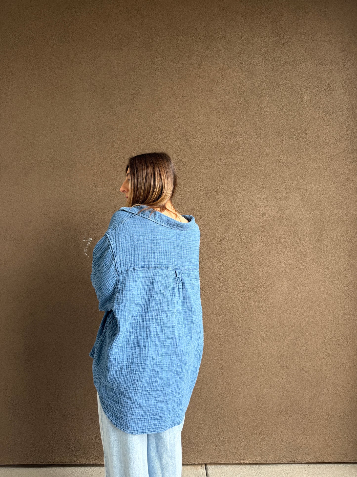 Blue Gauze Button Up (XL)