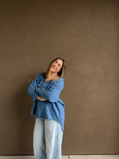 Blue Gauze Button Up (XL)