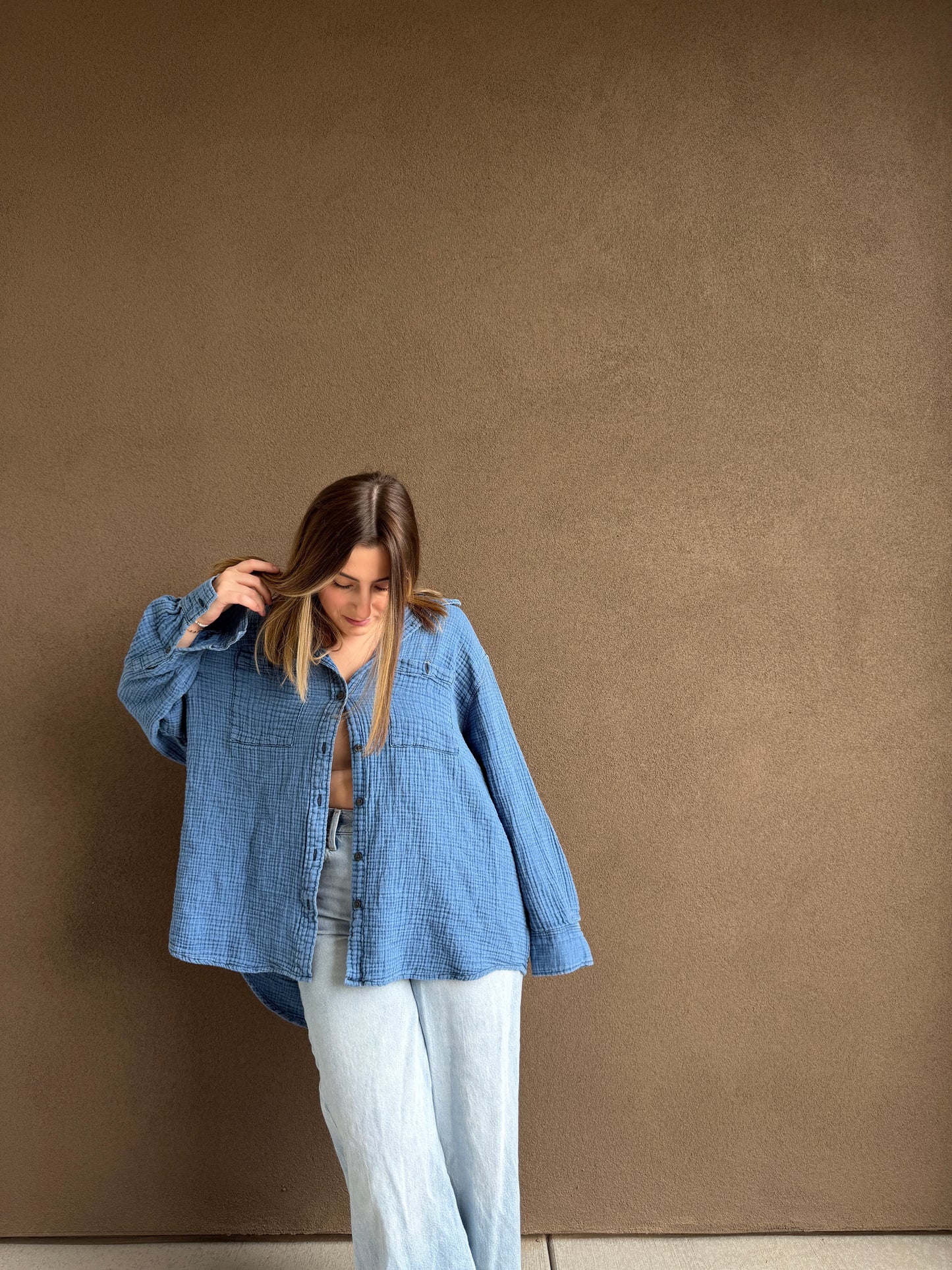 Blue Gauze Button Up (XL)