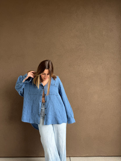 Blue Gauze Button Up (XL)