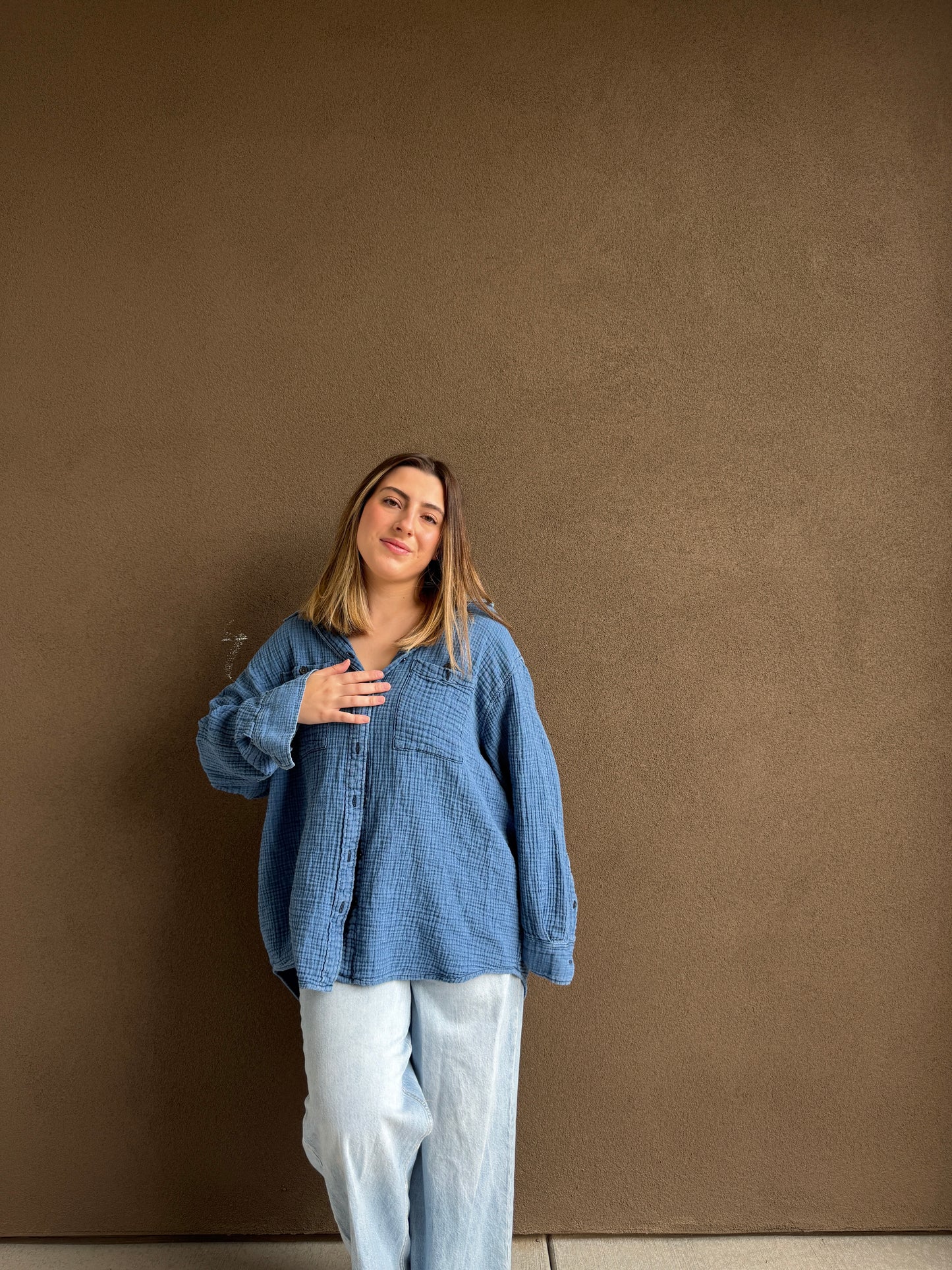 Blue Gauze Button Up (XL)