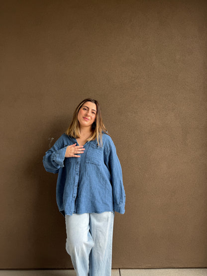Blue Gauze Button Up (XL)