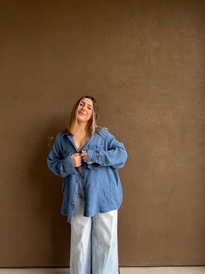 Blue Gauze Button Up (XL)