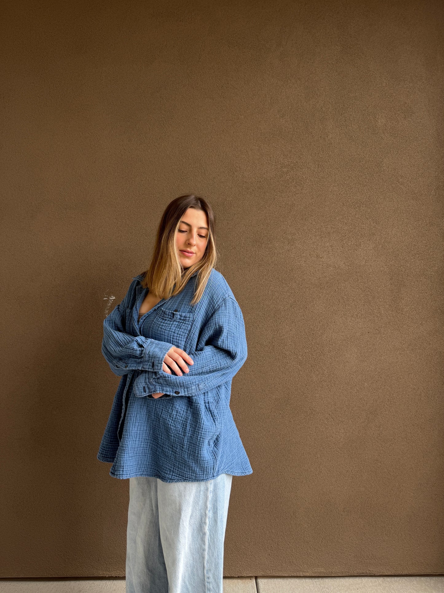 Blue Gauze Button Up (XL)