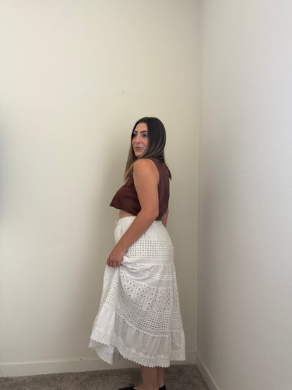 White Lacy Midi Skirt (XL)