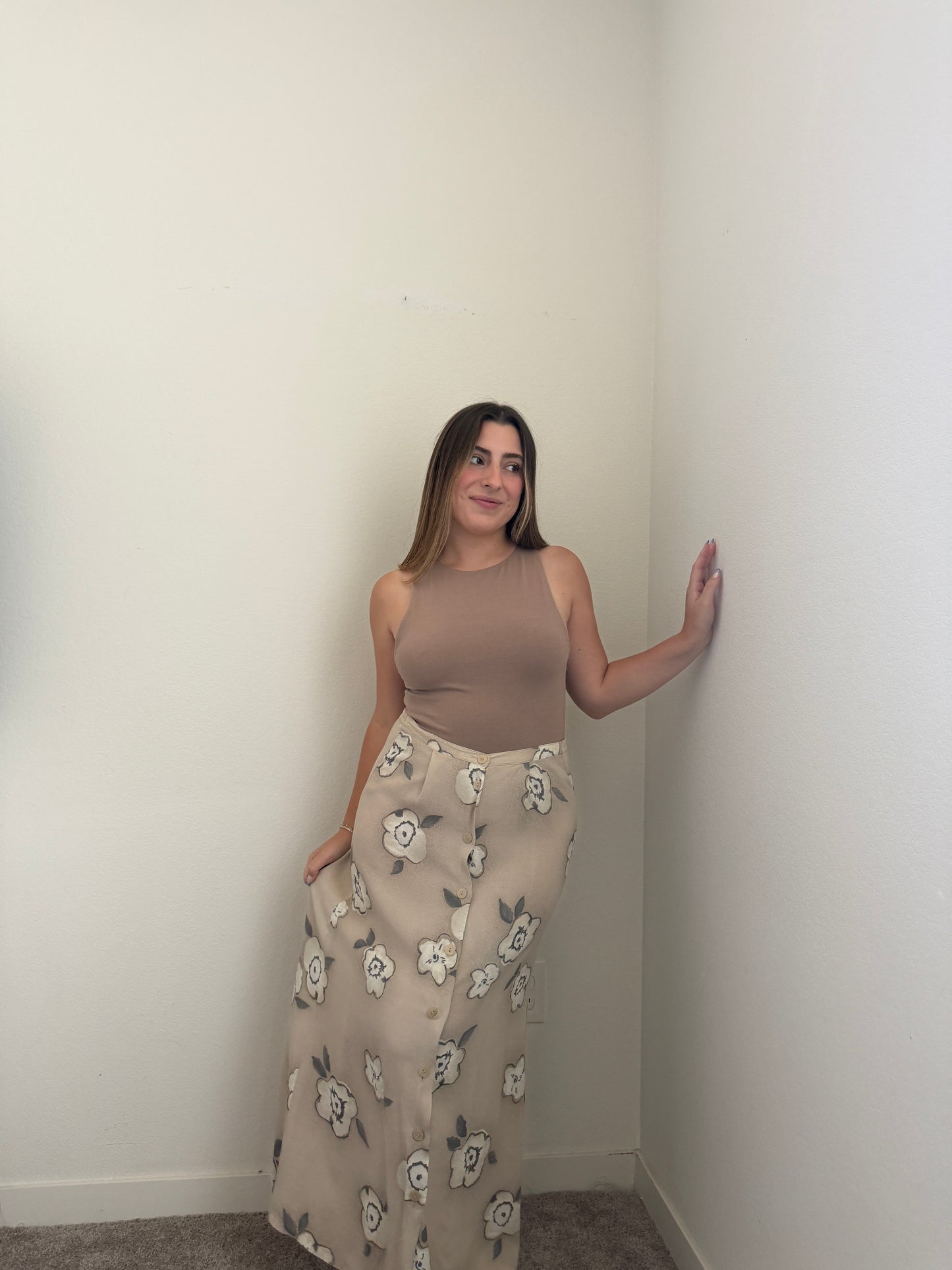 Vintage Floral Midi Skirt (S)