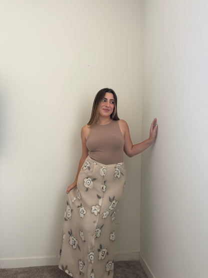 Vintage Floral Midi Skirt (S)
