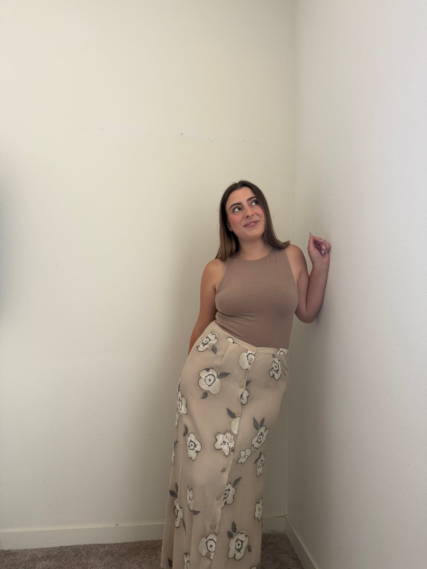 Vintage Floral Midi Skirt (S)