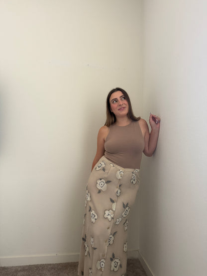 Vintage Floral Midi Skirt (S)