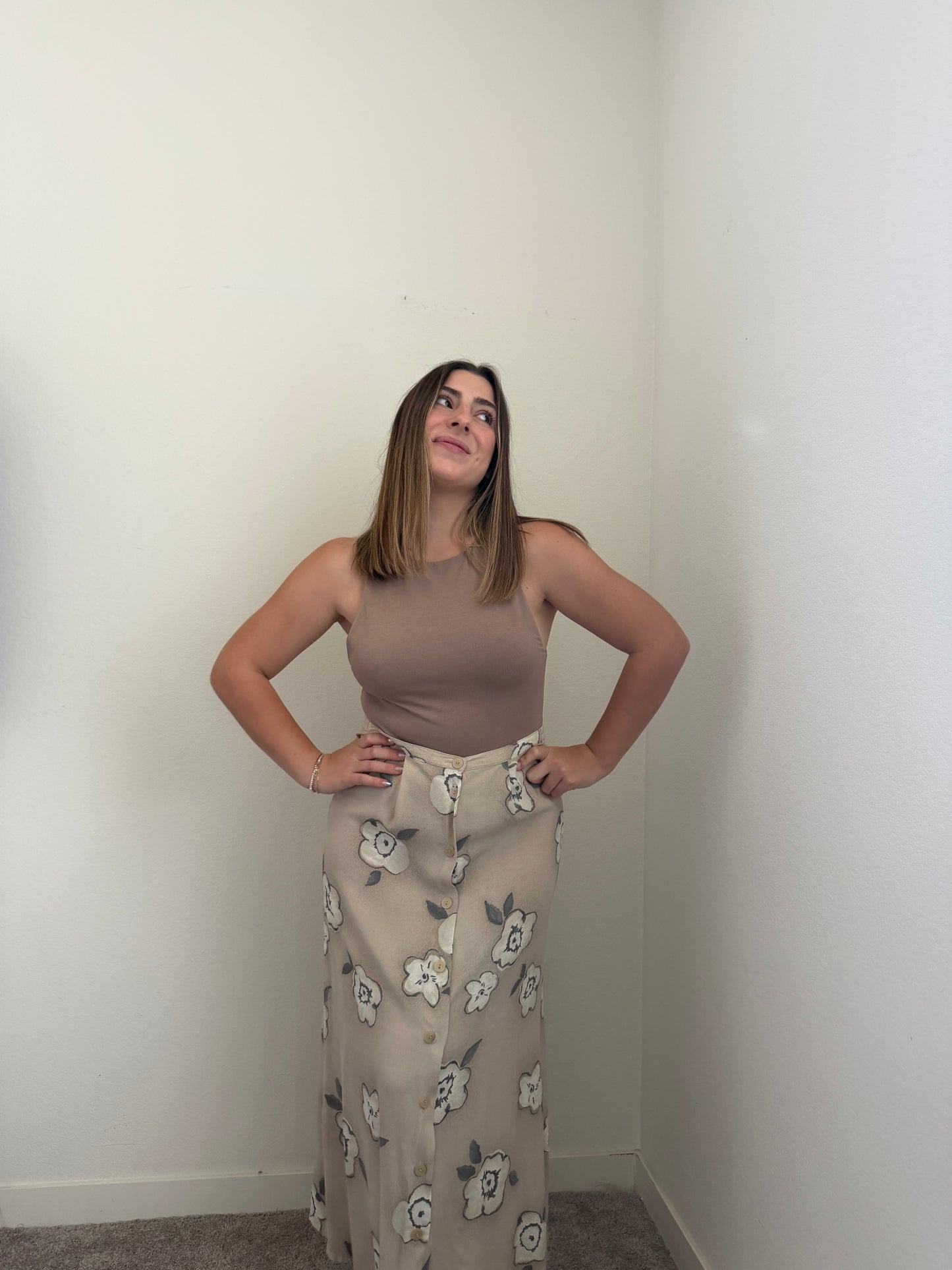 Vintage Floral Midi Skirt (S)