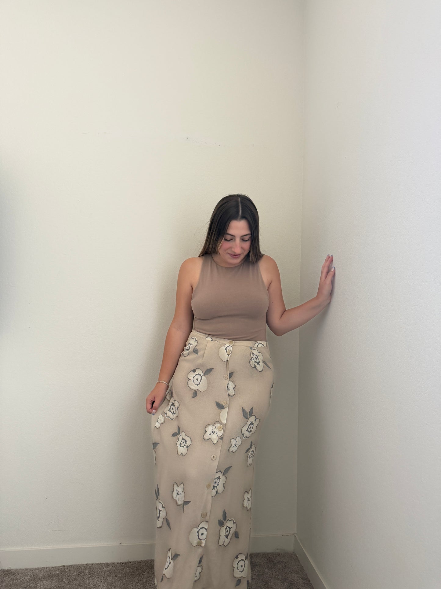 Vintage Floral Midi Skirt (S)