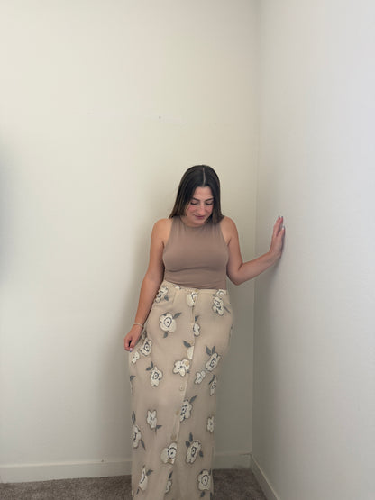 Vintage Floral Midi Skirt (S)