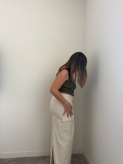 Cream Cargo Look Skirt (XS)