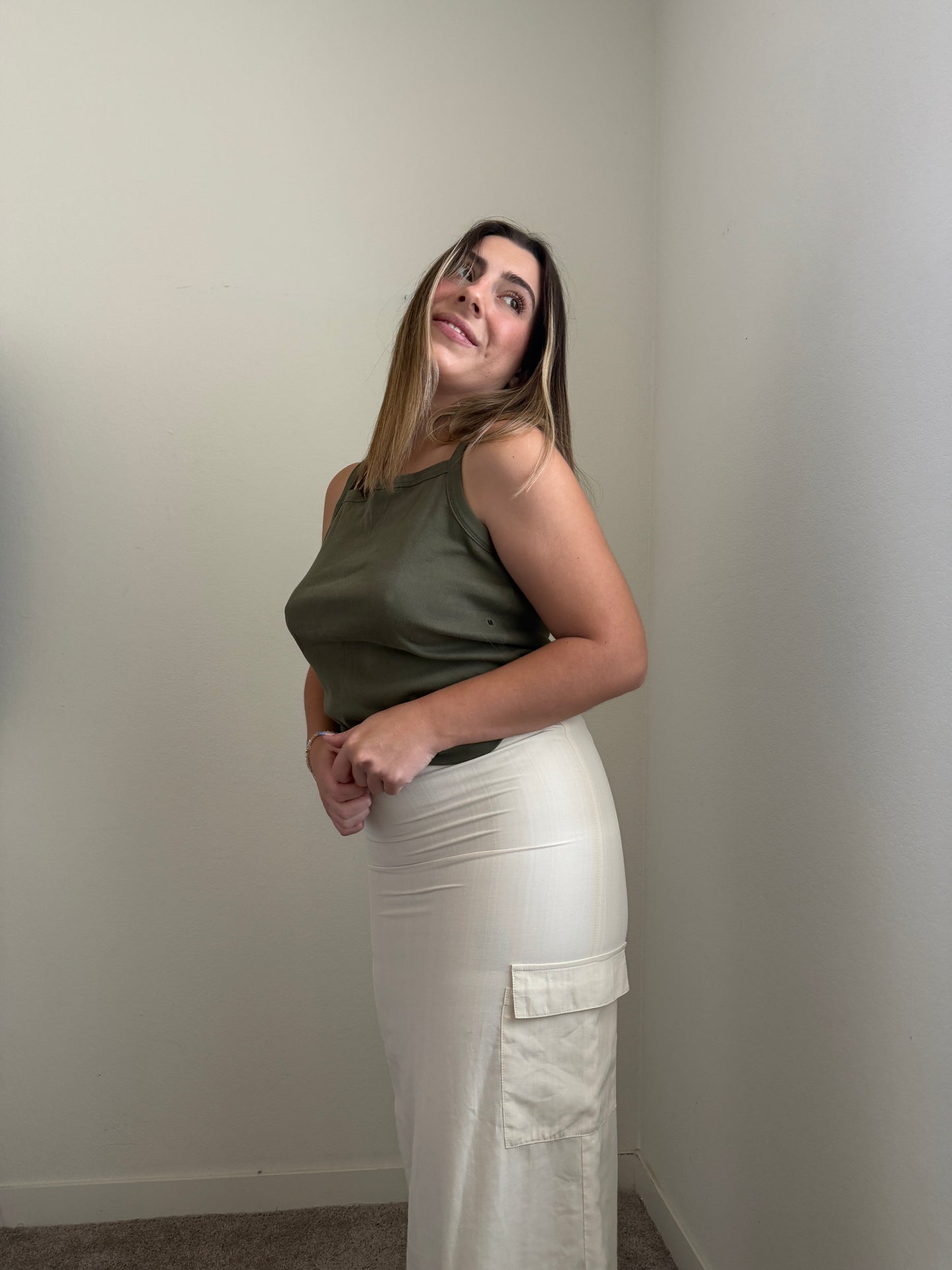 Cream Cargo Look Skirt (XS)