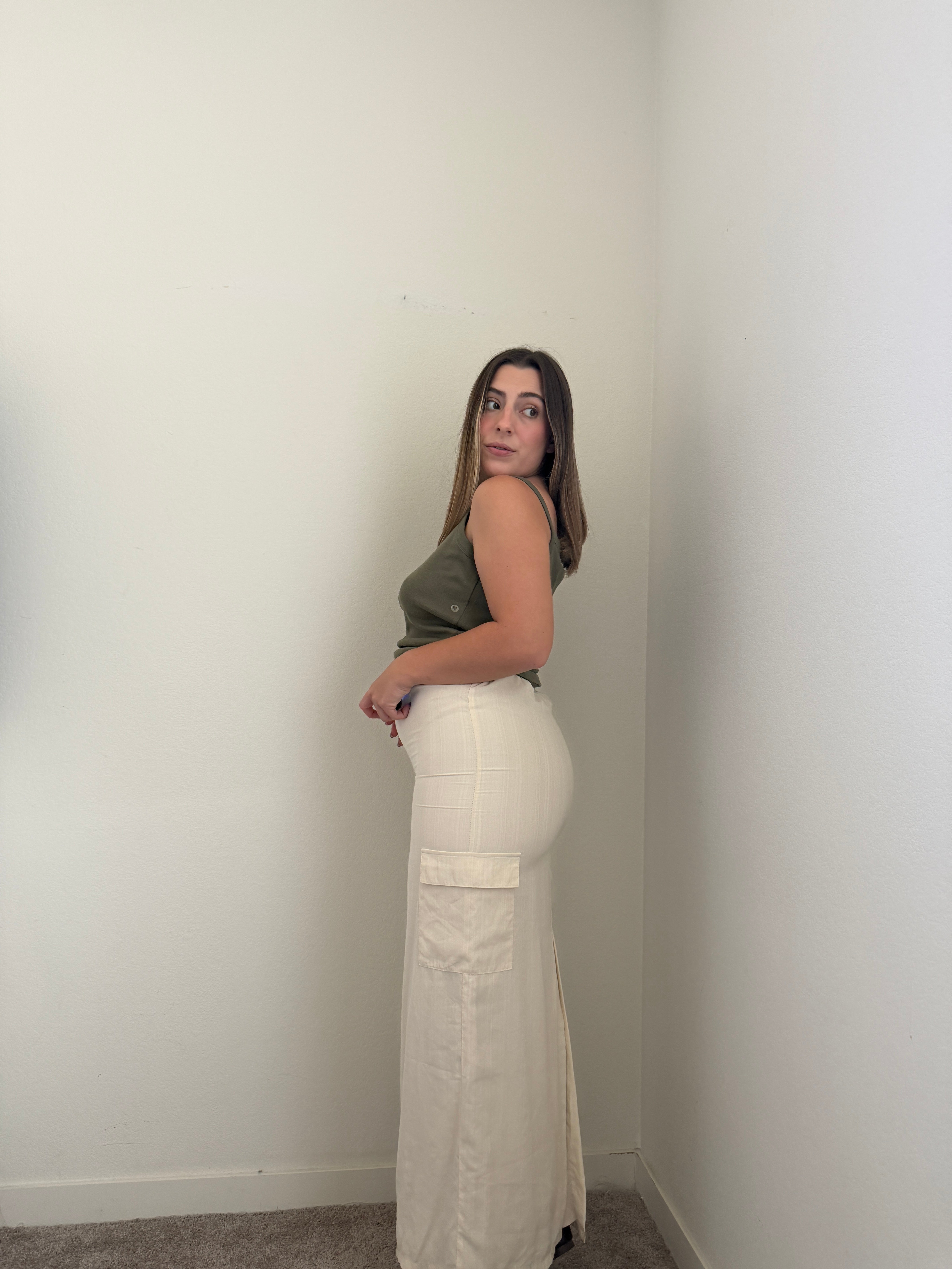 Cream Cargo Look Skirt (XS)