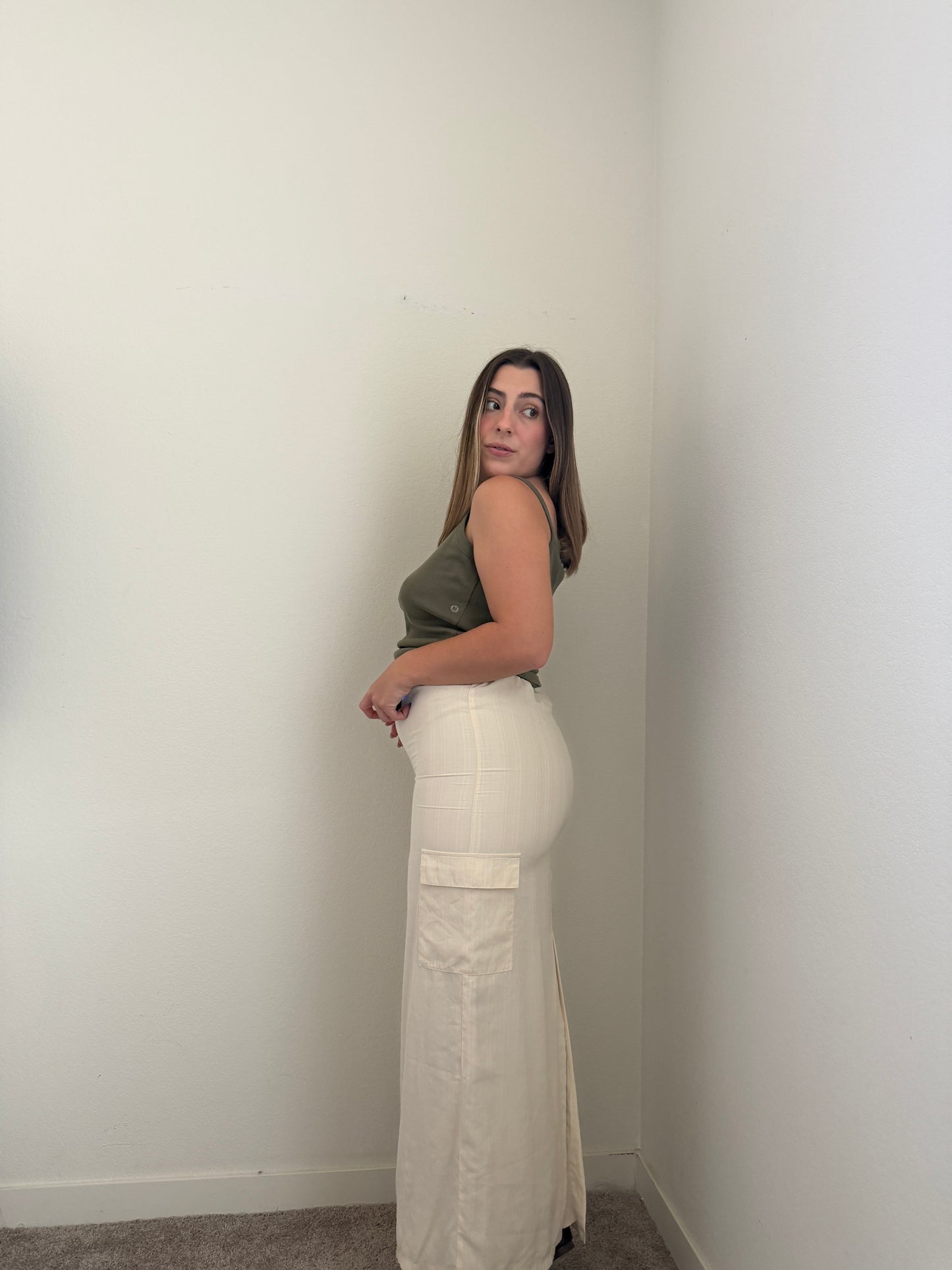 Cream Cargo Look Skirt (XS)