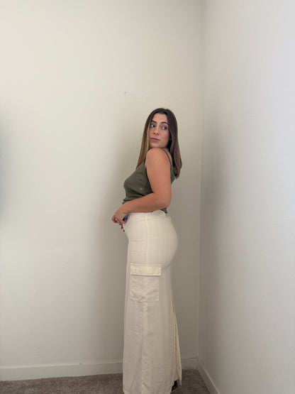 Cream Cargo Look Skirt (XS)