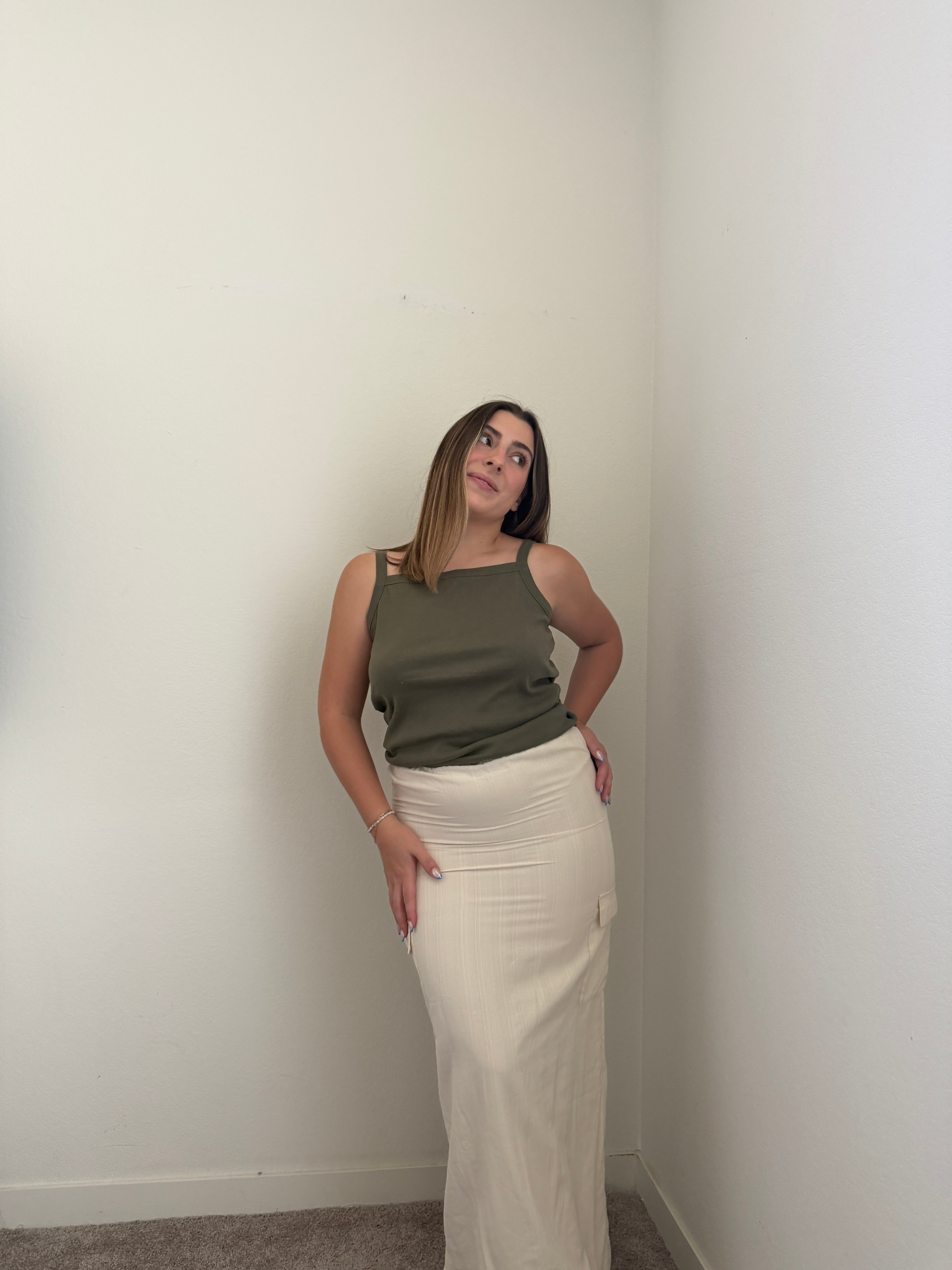 Cream Cargo Look Skirt (XS)