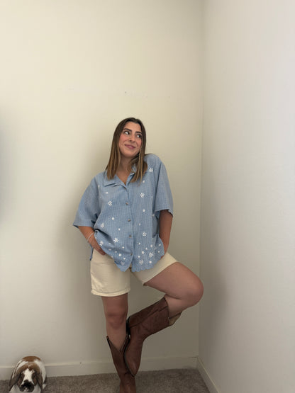 Vintage Gingham Embroidered Shirt (2X)