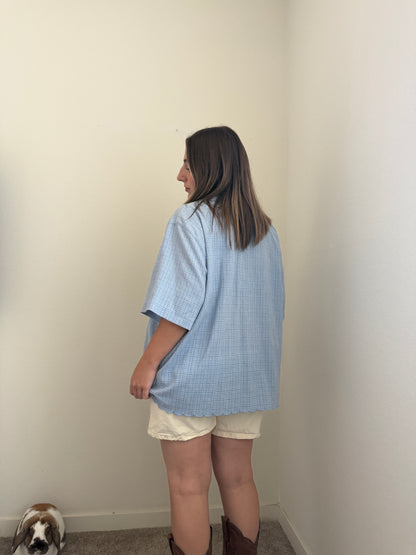 Vintage Gingham Embroidered Shirt (2X)