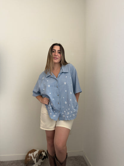 Vintage Gingham Embroidered Shirt (2X)