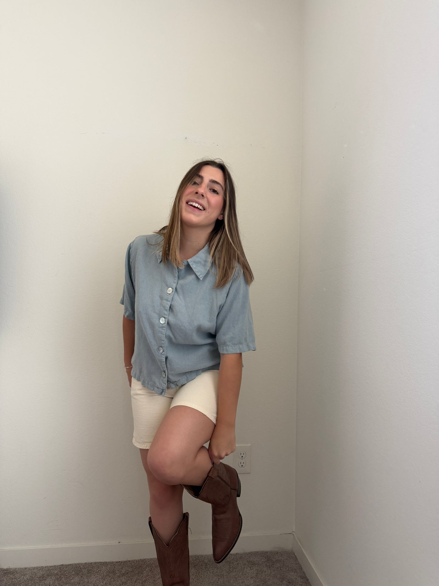 Sky Flax Blend Shirt (S)
