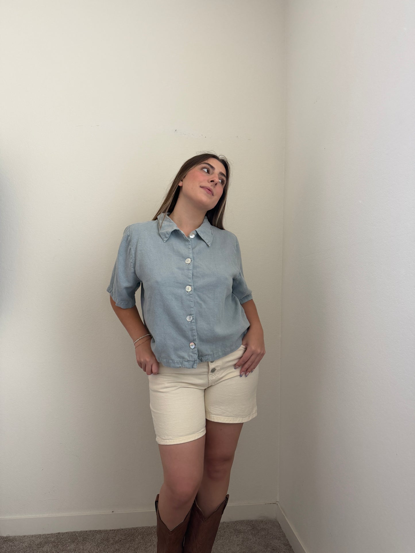 Sky Flax Blend Shirt (S)