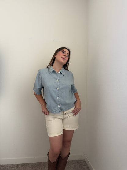 Sky Flax Blend Shirt (S)