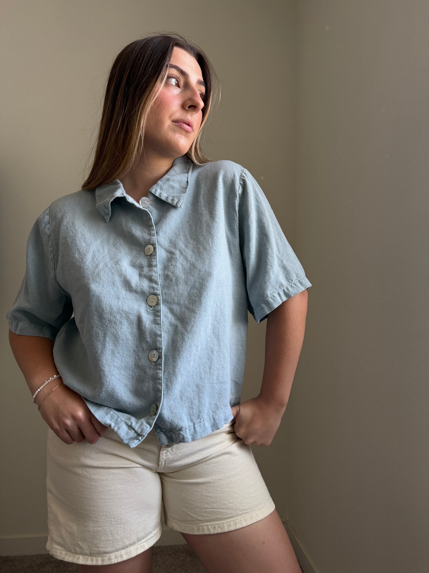 Sky Flax Blend Shirt (S)