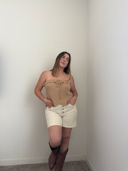 Vintage Cream Buttonfly Shorts (M)