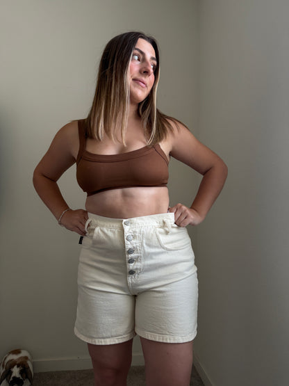 Vintage Cream Buttonfly Shorts (M)
