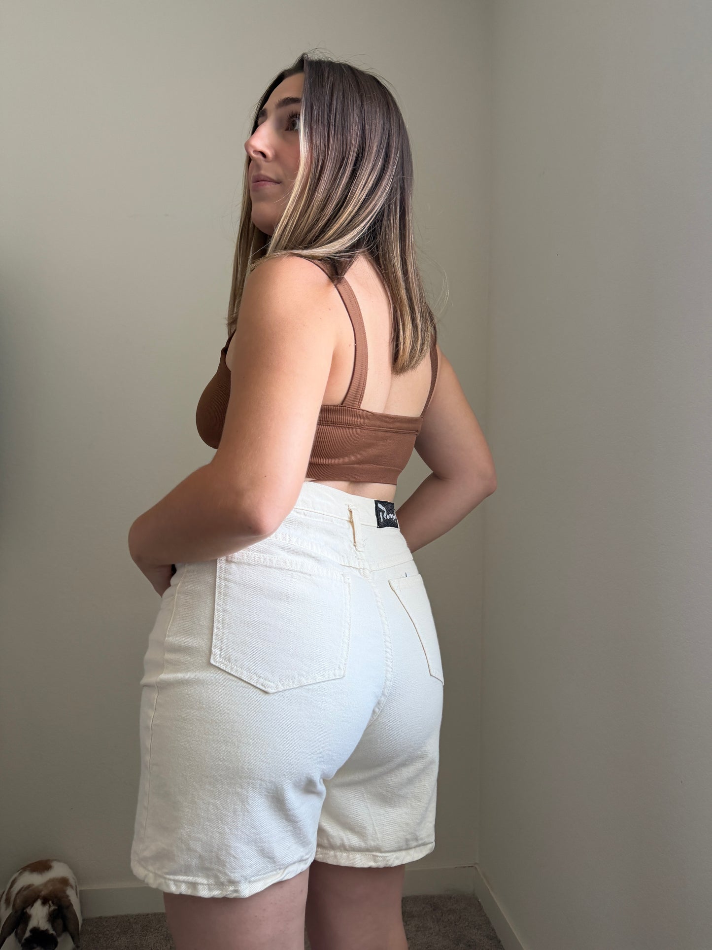 Vintage Cream Buttonfly Shorts (M)