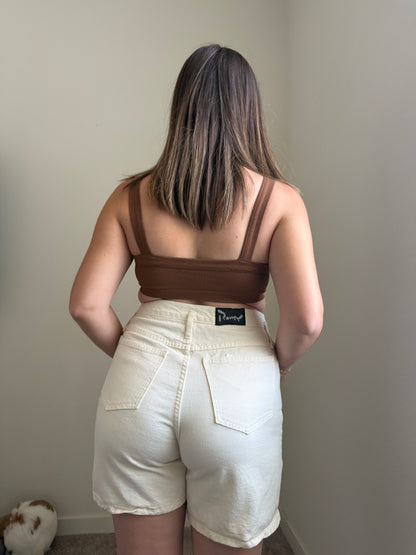 Vintage Cream Buttonfly Shorts (M)