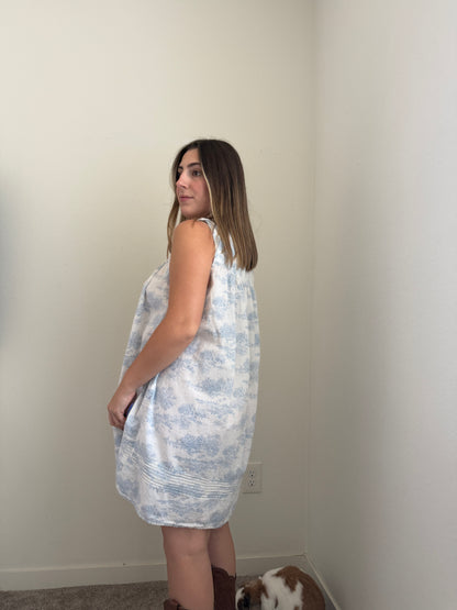 Blue Floral Toile Nightgown (L)