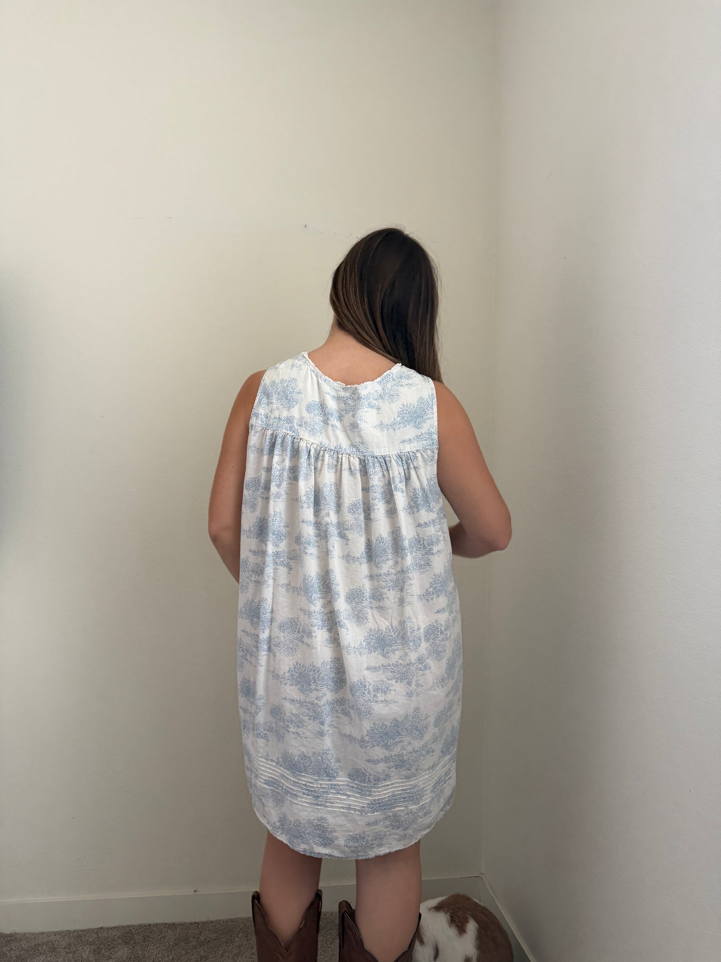 Blue Floral Toile Nightgown (L)