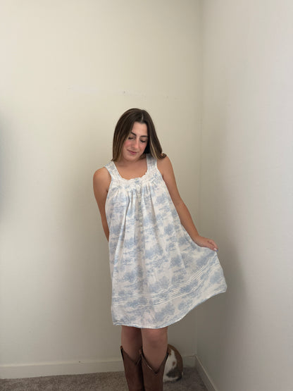 Blue Floral Toile Nightgown (L)