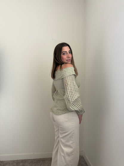 Sage Windowpane Blouse (S)