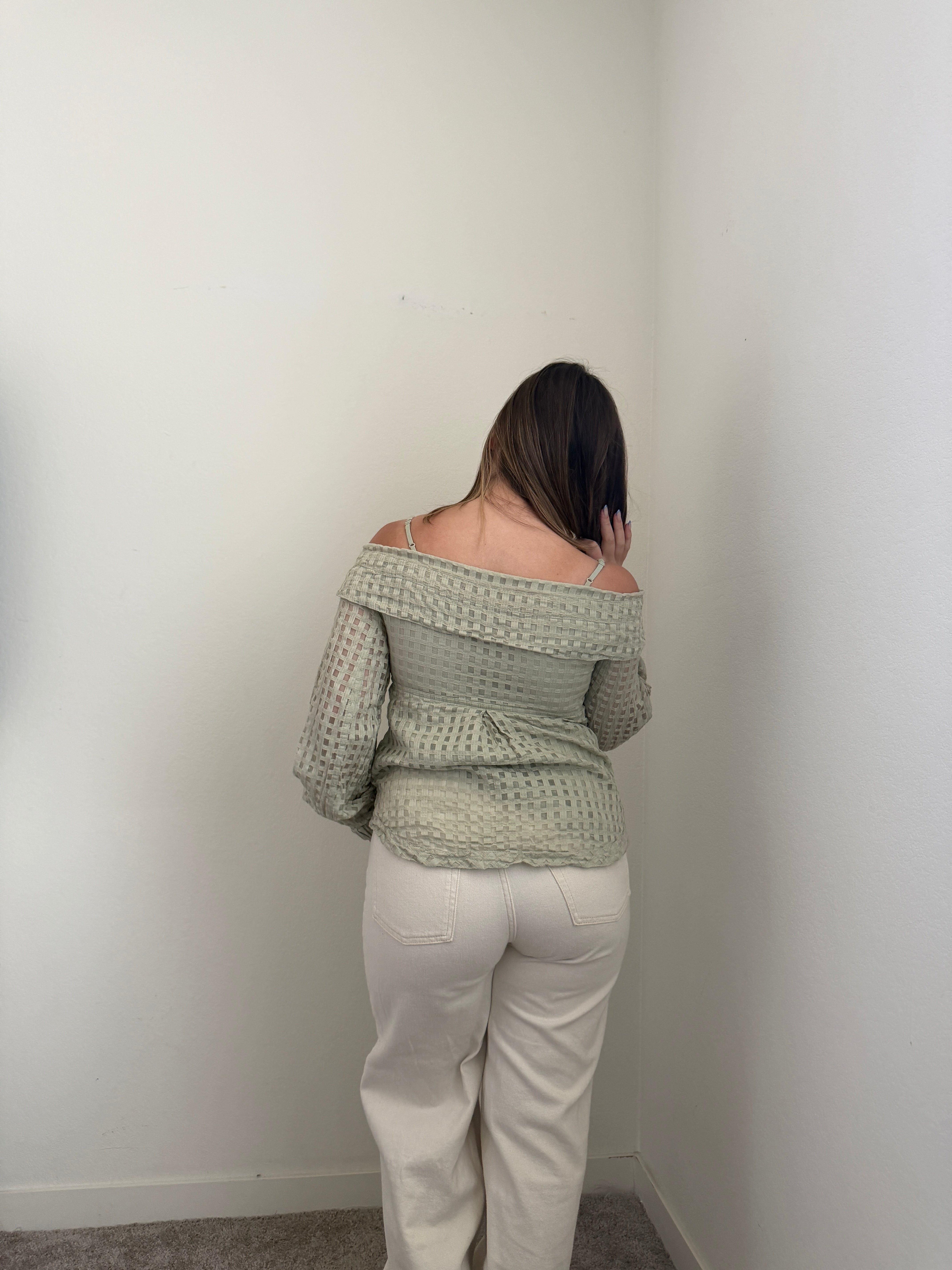 Sage Windowpane Blouse (S)