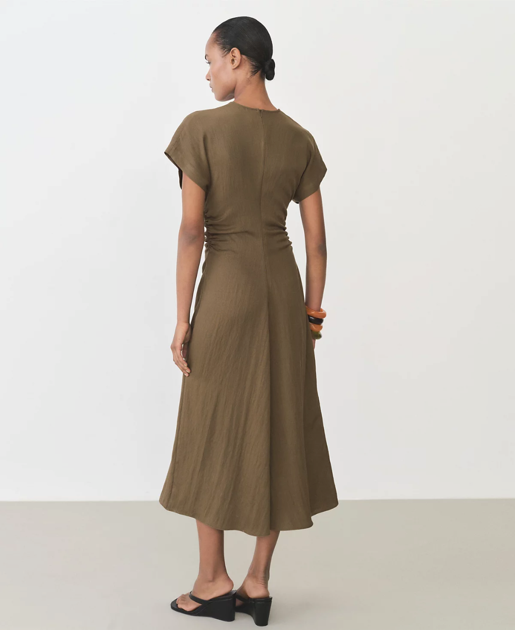 Mango Ruched Midi Dress (S)