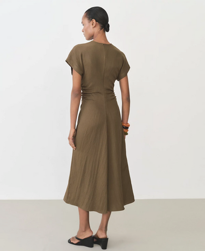 Mango Ruched Midi Dress (S)