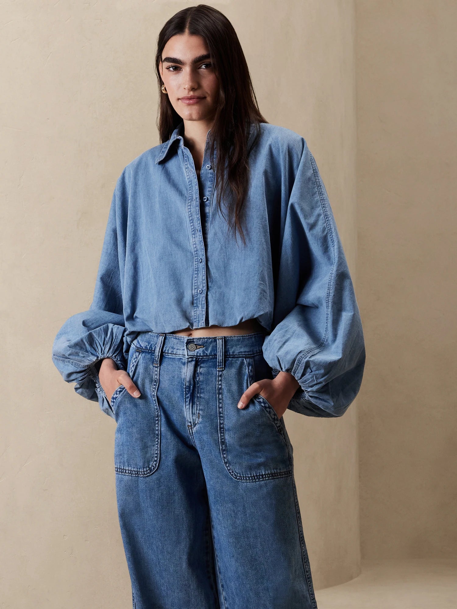 BR Denim Cropped Shirt (XS)